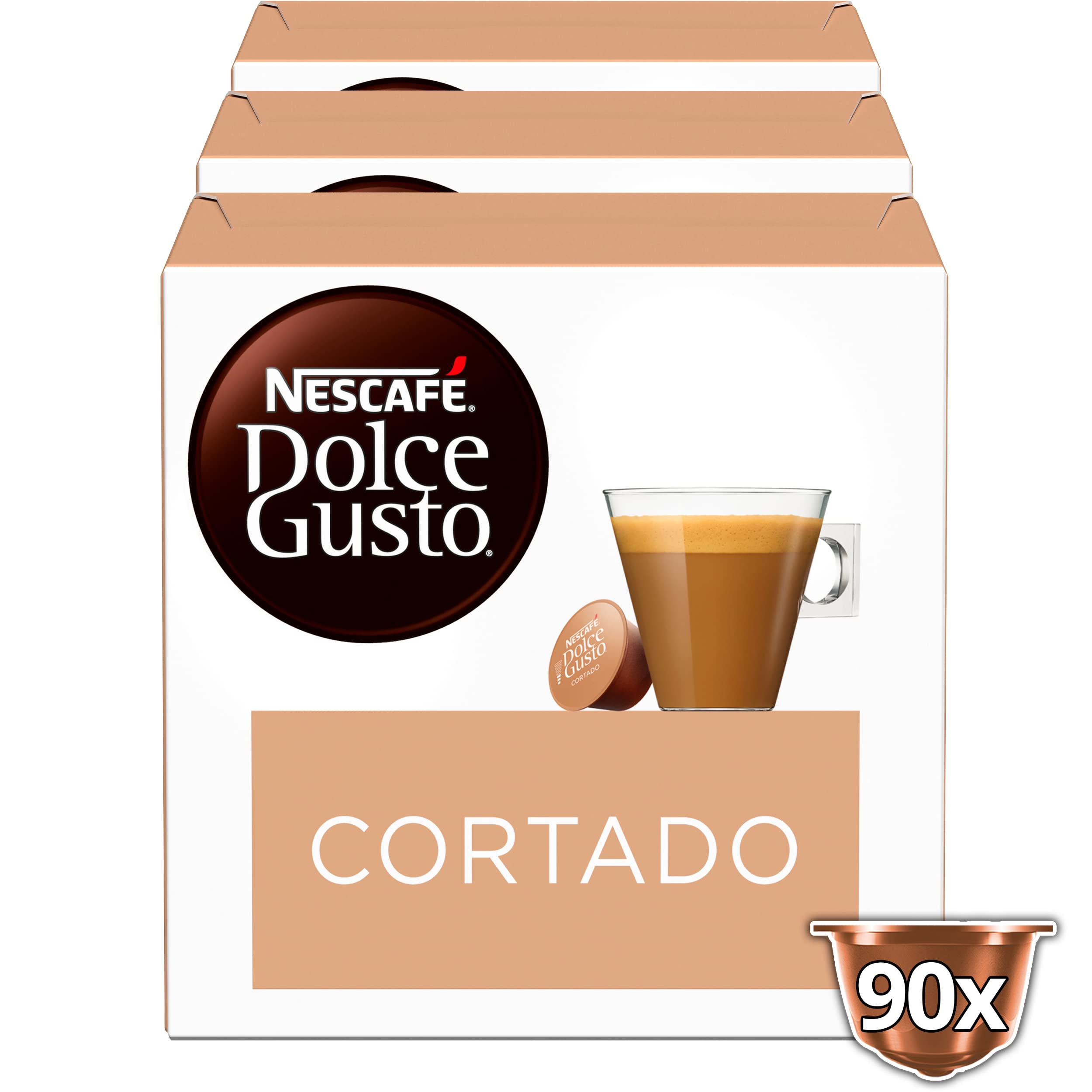 Dolce Gusto NESCAFÉ Cortado - x3 pack de 30 cápsulas - Total: 90 cápsulas & NESCAFÉ Café con Leche o - x3 pack de 30 cápsulas - Total: 90 cápsulas