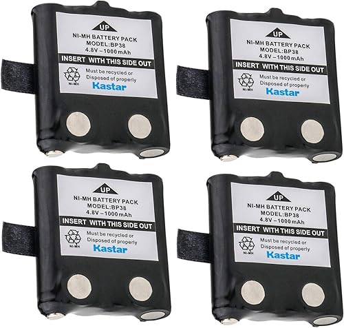 Kastar Paquete de 4 baterías de radio bidireccional Ni-MH 4.8V 1000mAh para Uniden BP38, BP-38, BP39, BP-39, BP40, BP-40, Uniden BT537, BT1013,