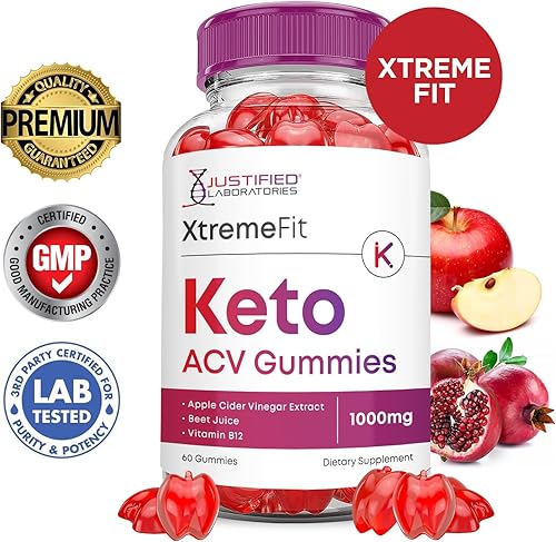 Miniatura 2 de Justified Laboratories Paquete de 5 gomitas Xtreme Fit Keto ACV de 1000 mg veganas sin OMG con jugo de granada raíz de remolacha B12 300 gomitas