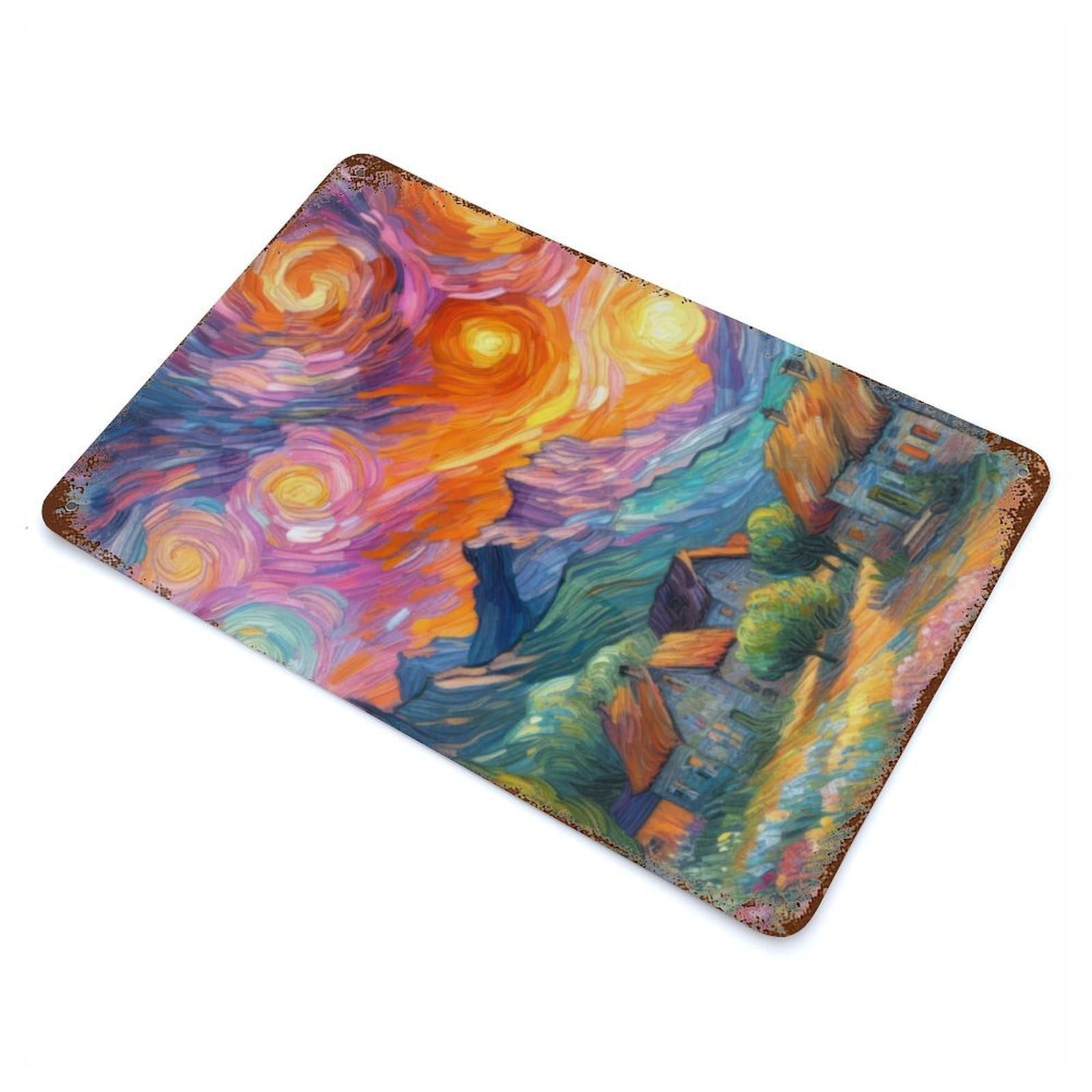 Painting V5 Aged Metal Wall Plaque 11.8"x7.9", Decorative Metal Wall Art for Garage, Pub Or Kitchen