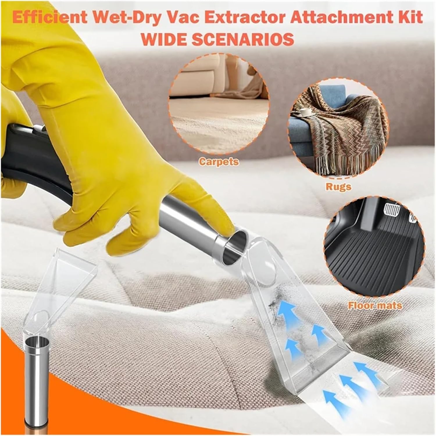Universal for All Shop Vacs Extractor Attachment Kit Wet/Dry Vacuums for Carpet Cleaning Upholstery & Auto Detailing
