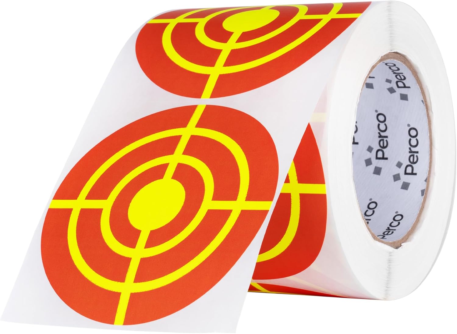 Perco Red with Fluorescent Yellow Rings Shooting Target Stickers—Bullseye Targets with No Splatter Effect for BB Guns, Pellet Guns, Rifles, Handguns—Made in USA