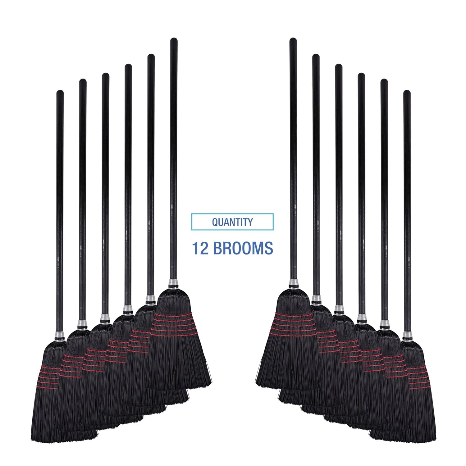 Boardwalk BWK930BP Flagged Tip Poly Bristle Janitor Brooms, 57-58-1/2", Natural/Black (Case of 12)