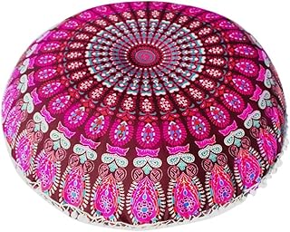 Hunpta @ Indyjska mandala okrągła poduszka w stylu boho, do domu, poszewka na poduszkę (A)