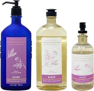 Bath & Body Works Aromatherapy Sleep ROSE + LAVENDER Trio Set - Body Lotion - Body Wash + Foam Bath - Pillow & Body Mist