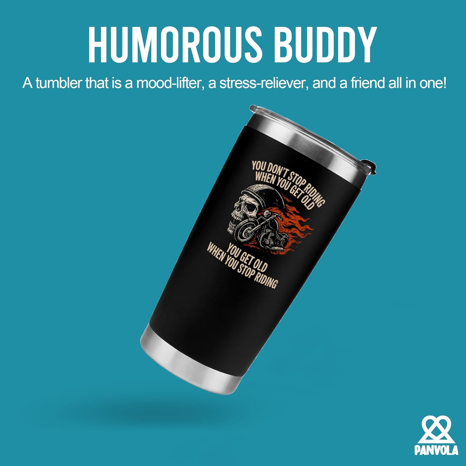 You Don’t Stop Riding When You Get Old You Get Old When You Stop Riding Motorcycle Gifts Vacuum Insulated Tumblers Biker Rider Gift For Dad Husband Boyfriend Uncle 20 oz Black - Image 2