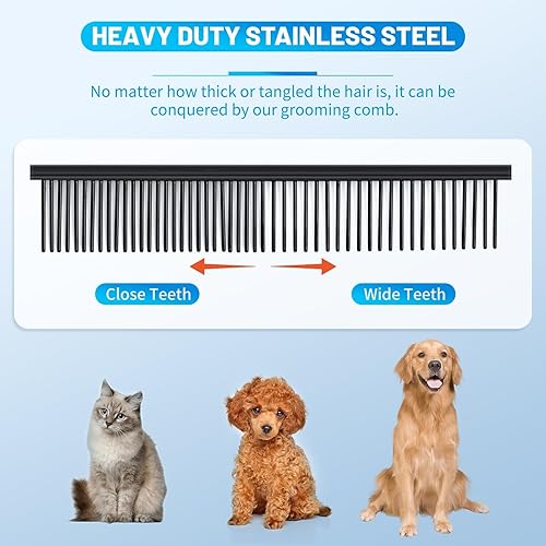 Miniatura 6 de Kit de aseo para perros, 5 en 1 de acero inoxidable chapado en titanio, tijeras de aseo para perros para aseo con punta redonda de seguridad,