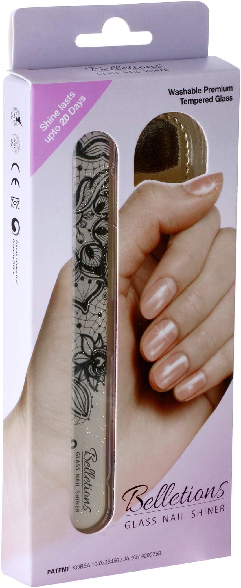 Belletionยฎ 4 in 1 Glass Nail Shiner, Filer, Buffer & Pusher | Ethnic Brown |
