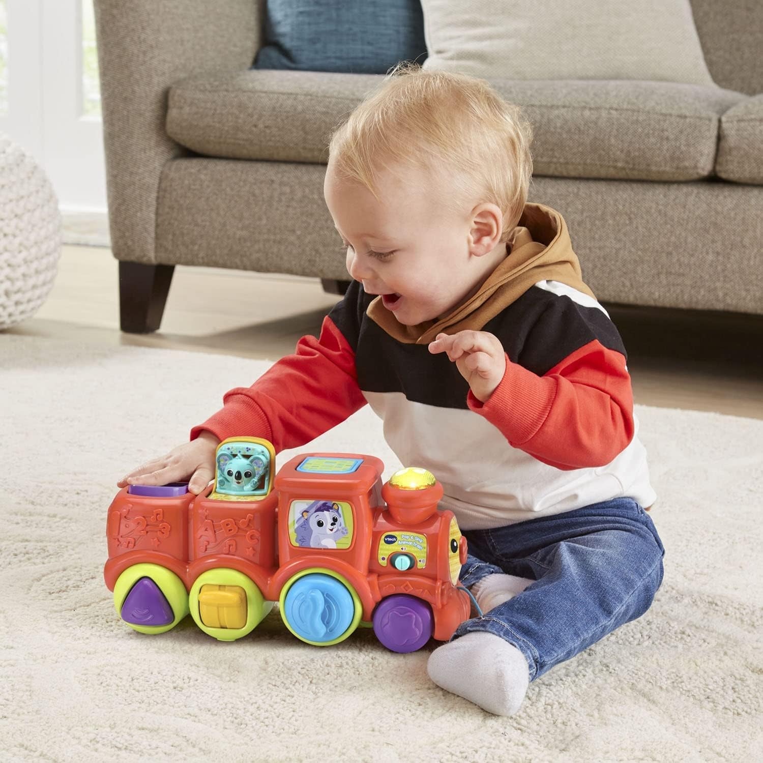 VTech Pop & Sing Animal Train | Push & Pull Toy Train with Animal Sounds & Music | Suitable for Ages 6-36 Months, English Version
