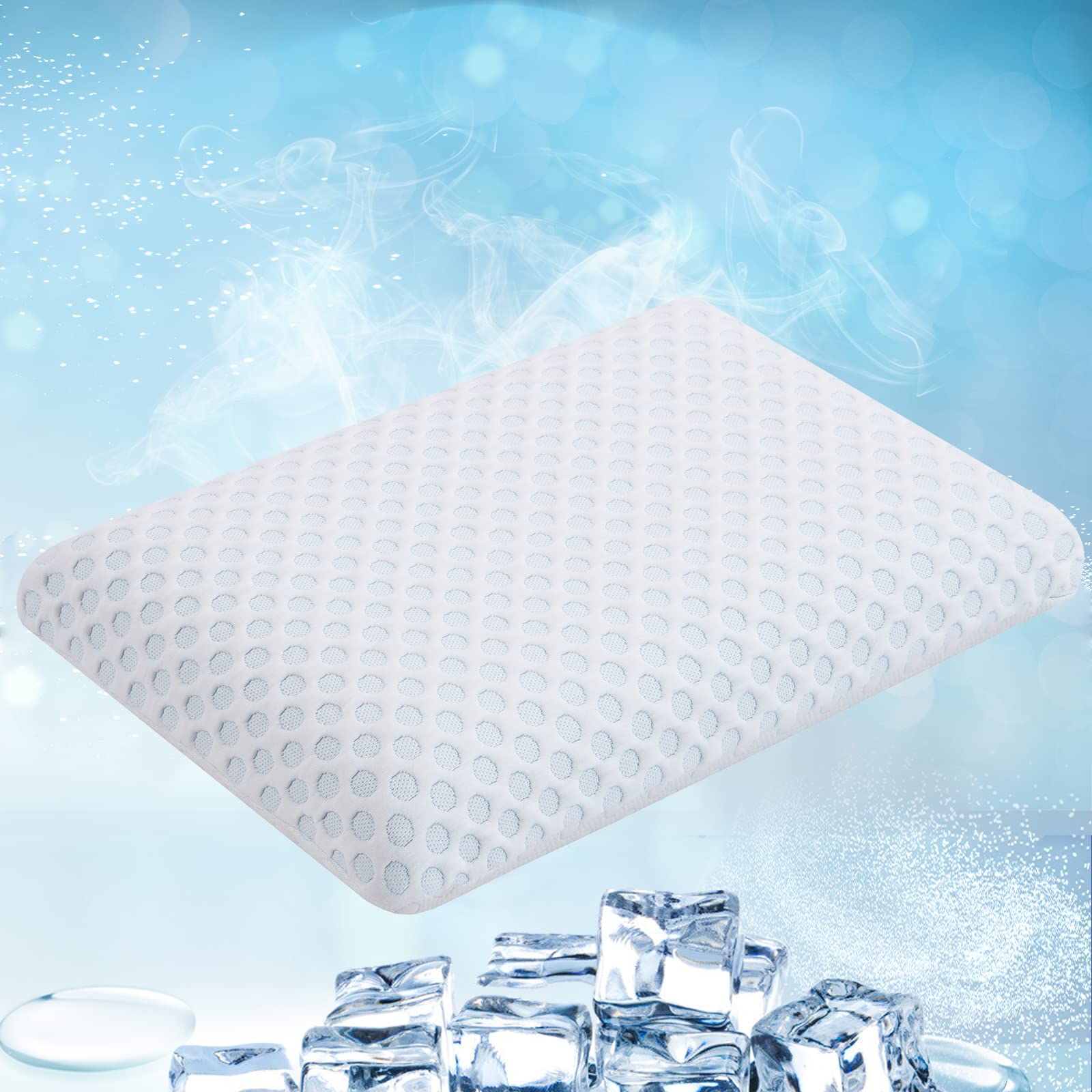 View 1 of Hcore Cooling Memory Foam Pillows for Sleeping,Ergonomically Pillow to Relieve Neck Pain,Hypoallergenic Pillow for Side Sleeper,Ventilated and Breathable Pillow Ice Silk Pillowcase(Standard ) Standard (Pack of 1) Snow White