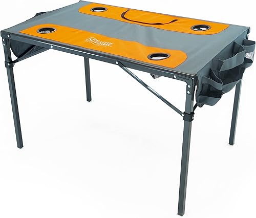 Miniatura 2 de Creative Outdoors Mesa plegable con enfriador integrado, mesa de campamento portátil para exteriores con 4 portavasos y marco de acero duradero,