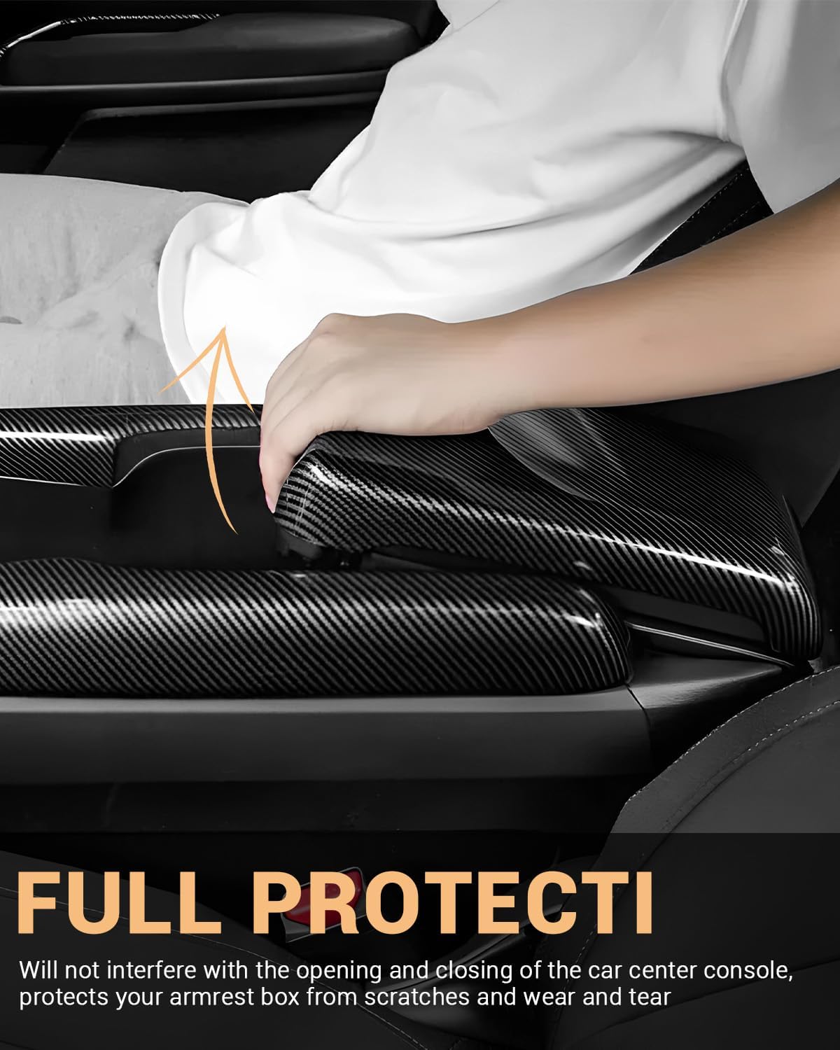 YEE PIN Civic Armrest Cover 10th Gen Civic Armrest Lids Civic Arm Rest Trim Thenice for 10th Gen Civic 2018-2021 Central Console Cover Carbon Fiber Compatible with 2019-2022 Insight EX Console Cover