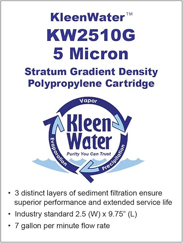 Miniatura 3 de KleenWater KW2510G - Cartucho de repuesto de filtro de agua para sedimentos de óxido de suciedad, 5 micrones, compatible con WHKF-GD05 FXWTC AP110,