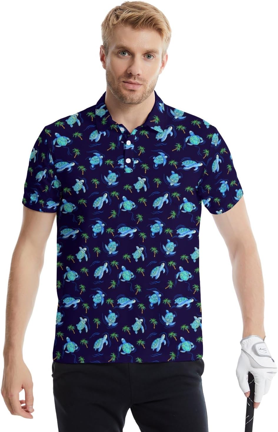 Golf Polo Shirts for Men Funny Print Golf Polos Short Sleeve Performance Men's Golf Shirts Quick Dry