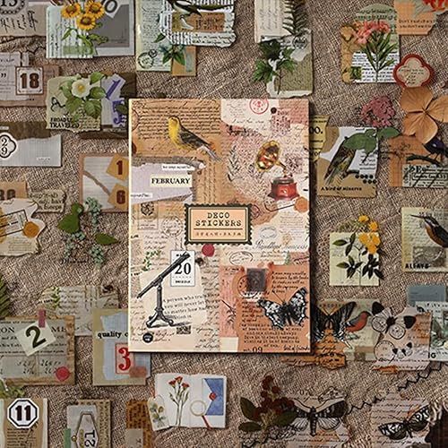 Miniatura 10 de Calcomanías de diario de basura para álbumes de recortes, 120 unidades, diseño retro de mariposa, naturaleza, poema, calcomanías decorativas para