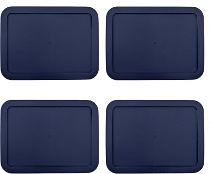 CIBI Food Storage Container Lids 6 Cup, Blue - 4 Count Compatible with Pyrex 7211-PC Glass Containers, Dishwasher and Microwave Safe Replacement Lids