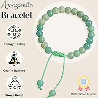Vista 3 de Amazing Gemstone Yaxaite Bracelet for Women Men's Gifts - Protection Healing Crystal Bracelet - 8mm Gemstone Beaded Adjustable Bracelet Pulseras