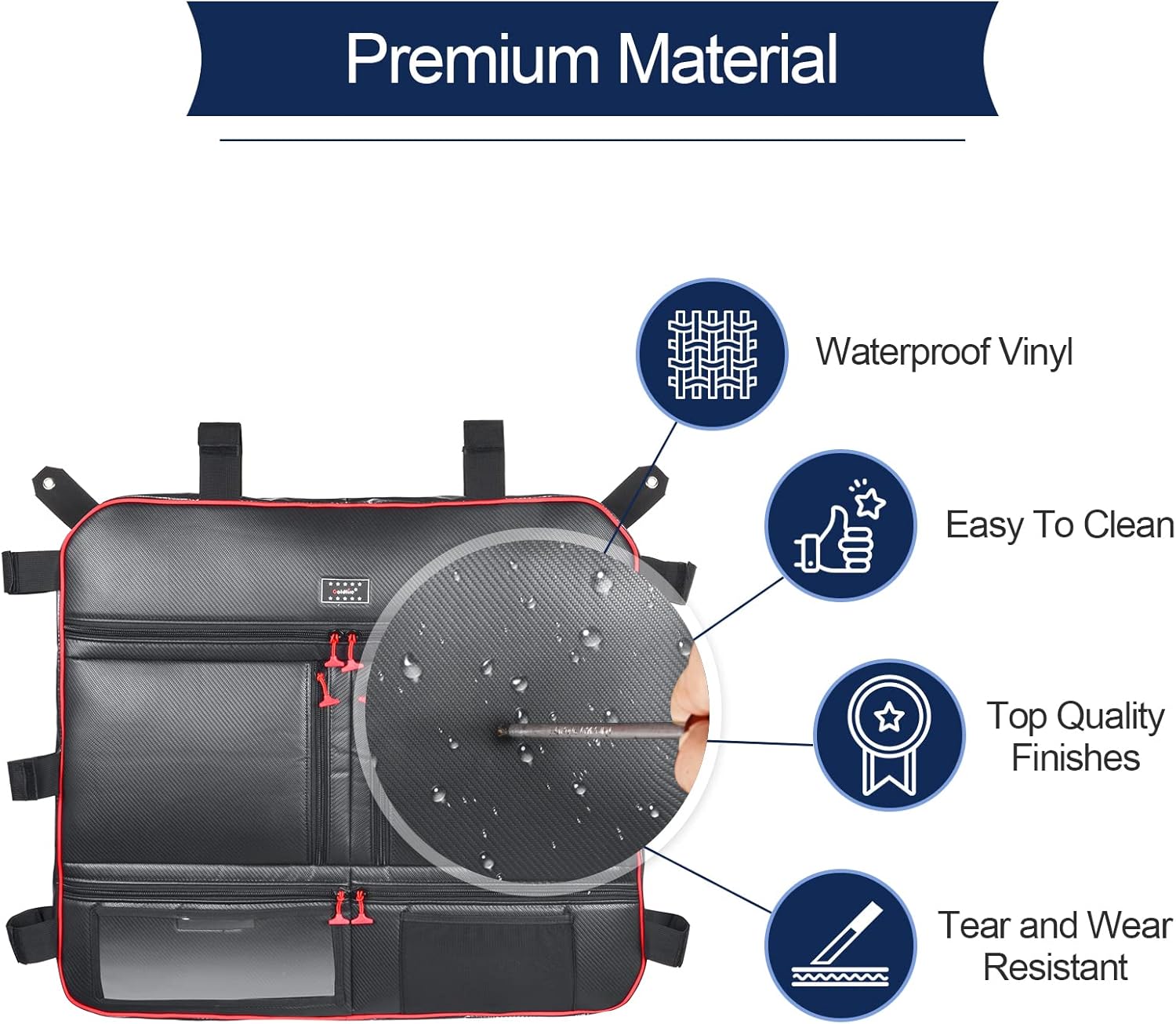 For RZR 1000 XP Roof Bag, UTV XP 1000 Overhead Larger Capacity Roof Top Storage Bag Multiple Pockets Map Pouch For Polaris RZR XP 1000 All Years Easy to Install