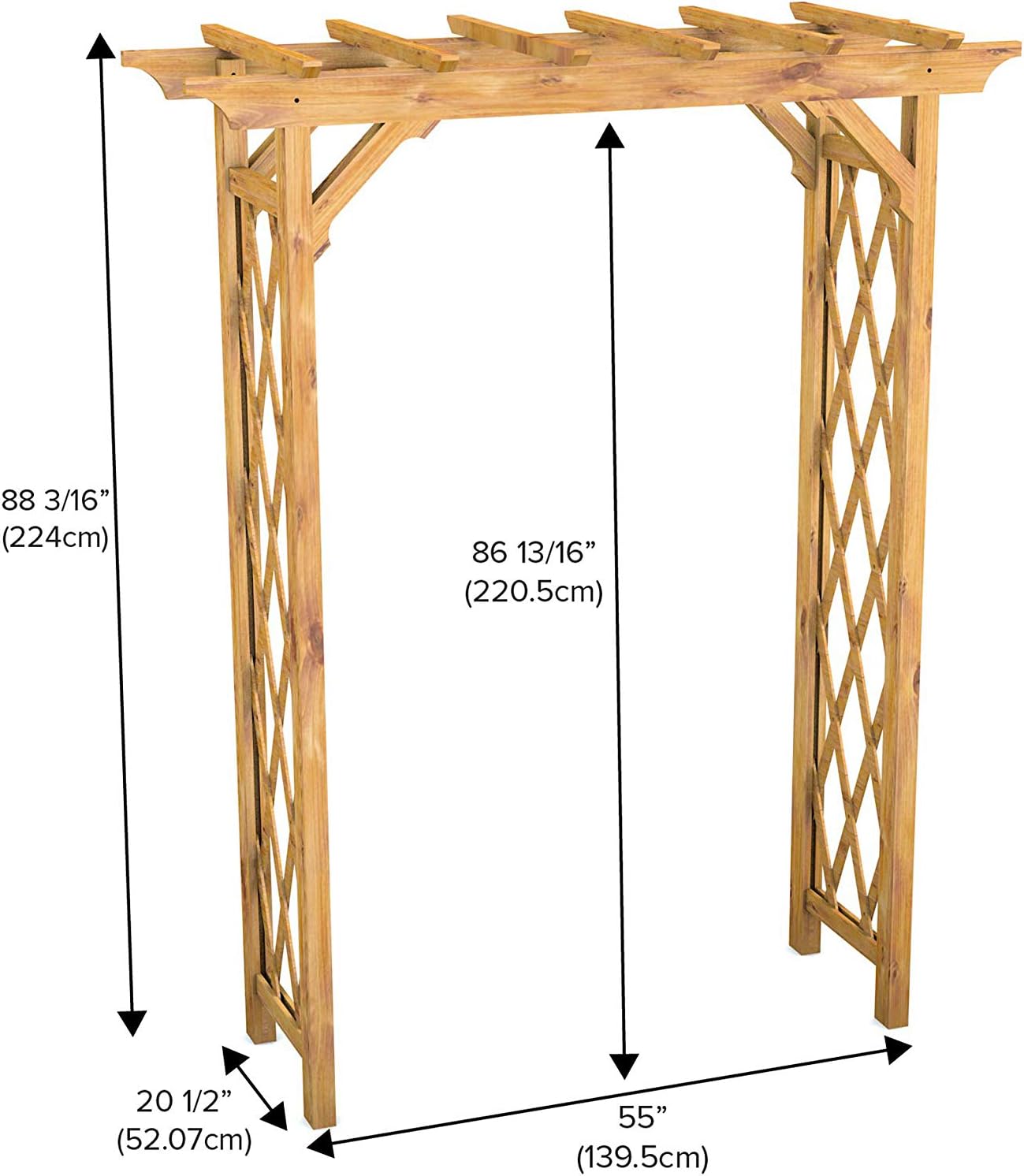 Vita Heartwood Cedar Wood Arbor – 55" x 88" Golden Brown Garden Arch, Durable Trellis for Climbing Plants, Easy Assembly, Ideal for Wedding Ceremony, Backyard Décor & Garden Entrance