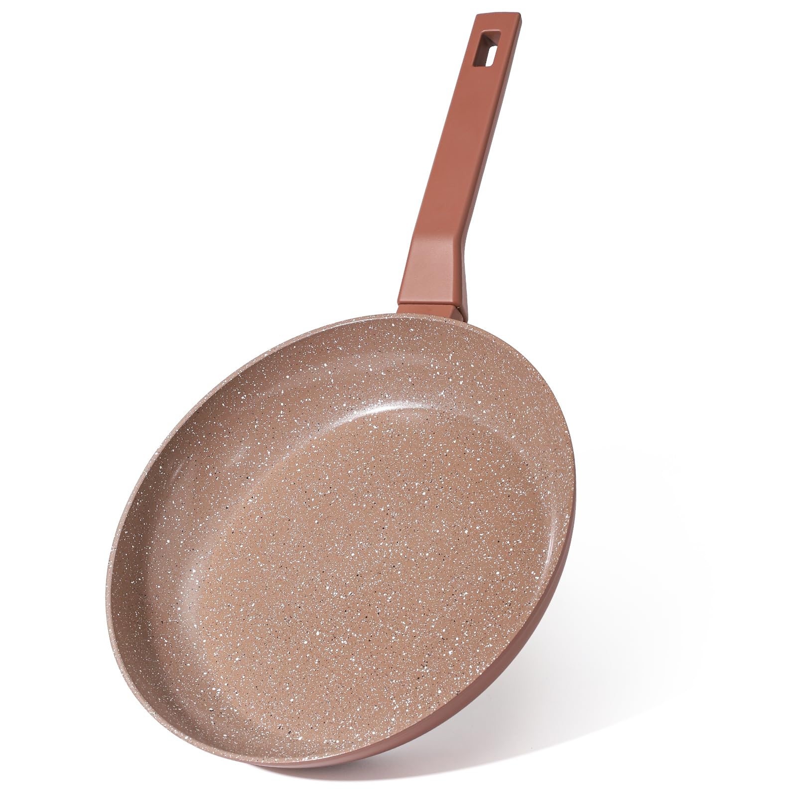MSMK 28cm Nonstick Frying Pan, Brown Ceramic Skillet Frying pan, PFOA Free Cookware, Scratch-Resistant & Durable Skillet Suitable for Induction, Gas, and Electric Hobs All Stovetops, Brown
