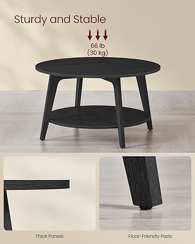 Miniatura 5 de VASAGLE Colección MAEZO - Mesa de café redonda, mesa de centro de 2 niveles con almacenamiento, patas cónicas, transiciones curvas, 31.5 pulgadas