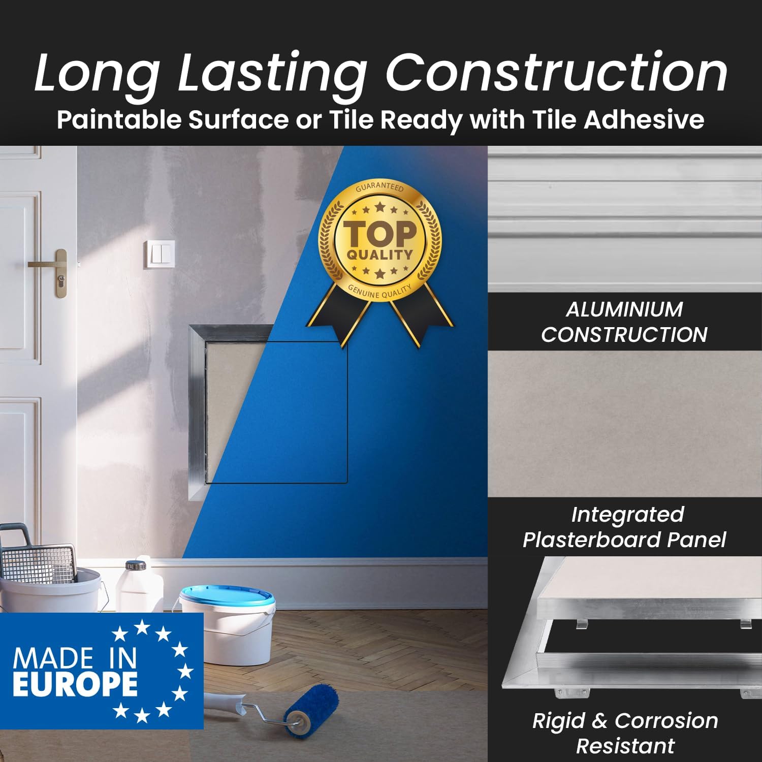 Repa Market 16 x 16 Inch Access Panel for Drywall with Aluminum Frame/Wall Hole Cover/Access Door Panel with Click Function – Heavy-Duty Service Hatch for Plumbing, Electrical, HVAC Access Door