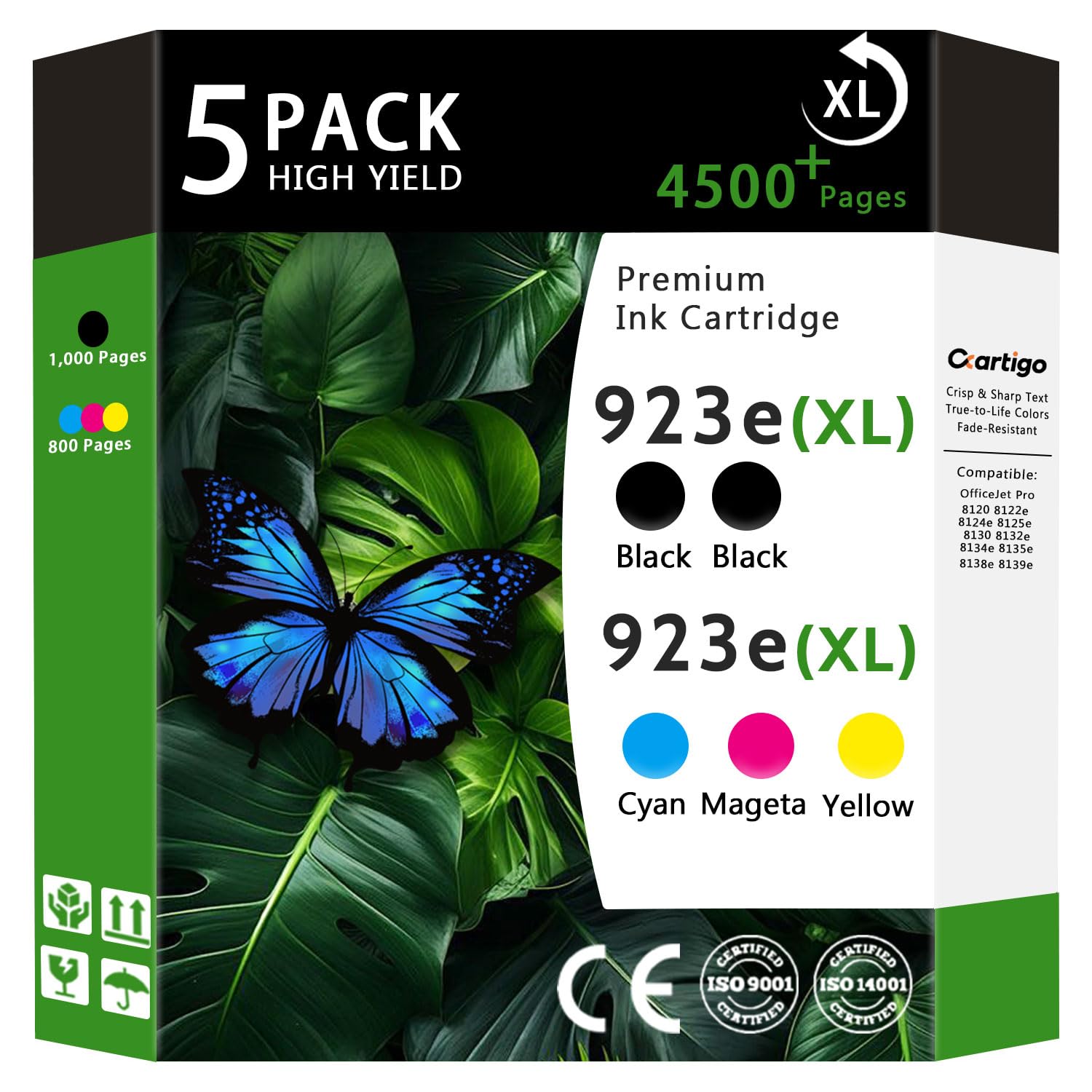 923e 923XL High Yield Ink Cartridges Compatible for Combo Pack HP 923 Replacement for OfficeJet Pro 8120 8122e 8124e 8125e 8130 8132e 8134e 8135e