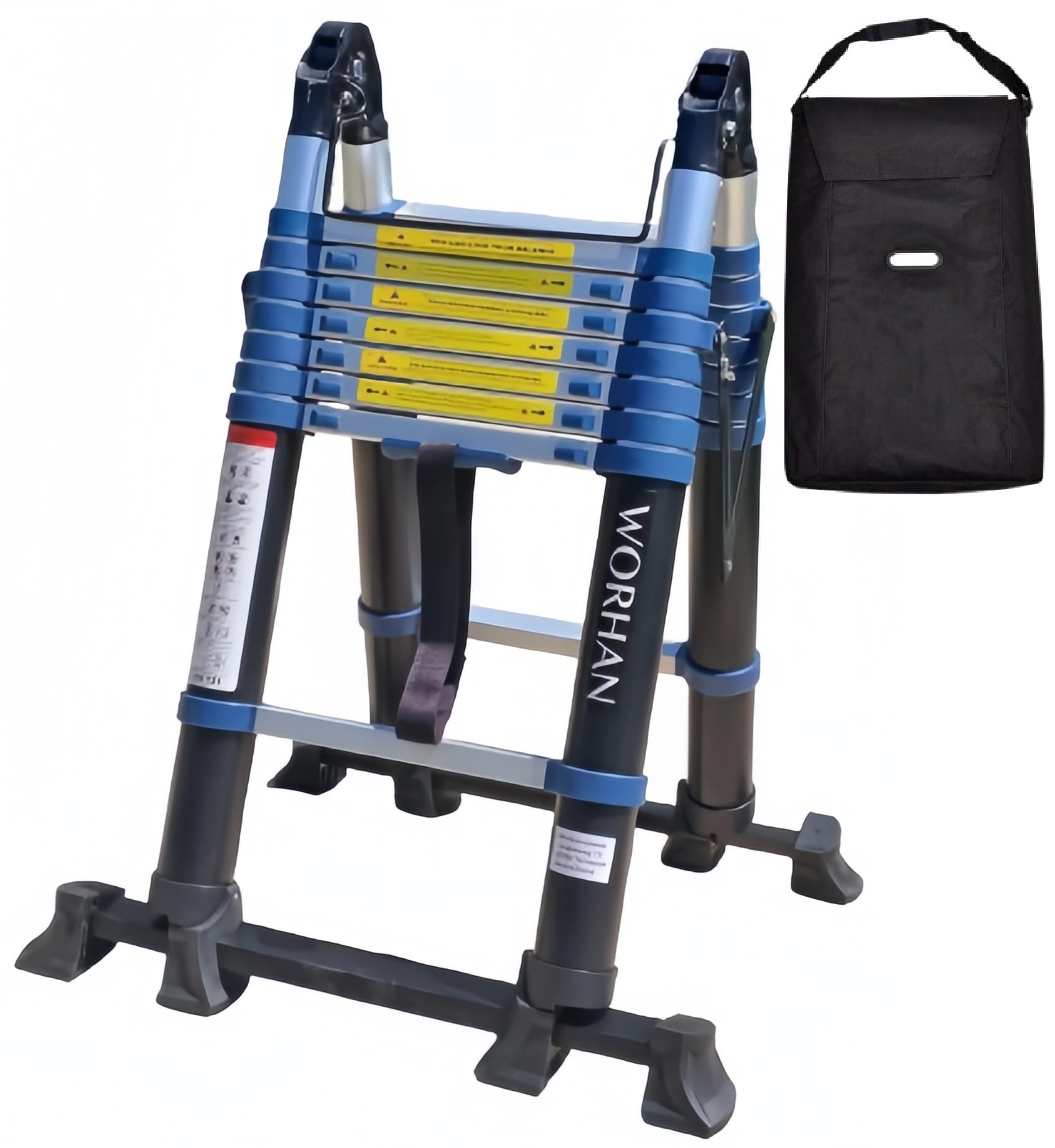 5m TELESKOPLEITER MIT DOPPELT AUSFAHRBAREN STABILISATOREN TELESKOPISCH ANLEGELEITER KLAPPLEITER TELESKOP Leiter MULTIFUNKTTIONS K5A+Bag