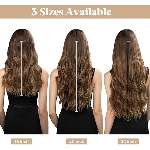 Miniatura 6 de SARLA Extensión de cabello con alambre invisible degradado con clips para mujer, color marrón a dorado, 24 pulgadas de largo, sintético, postizo