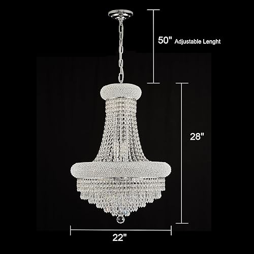 Miniatura 2 de Lámpara de araña de cristal con forma de gota de lluvia imperio de 12 luces para sala de estar, vestíbulo, entrada, comedor, pasillo, dormitorio,