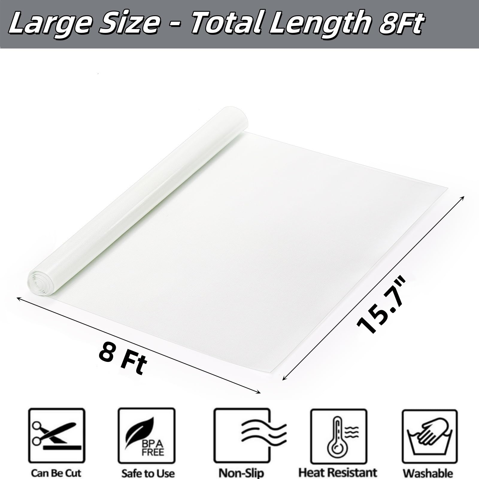 Covzoe Rollo de alfombrilla de silicona para hornear, 16 pulgadas x 10 pies, antiadherente, cortada a cualquier tamaño, hoja de silicona de grado alimenticio resistente al calor, forro de freidora de