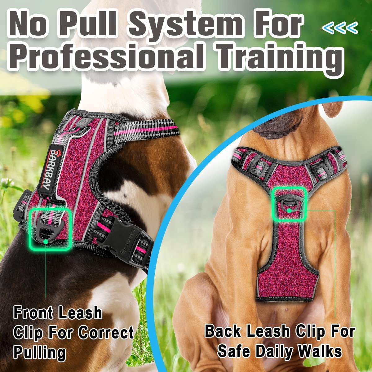 BARKBAY No Pull Dog Harness Front Clip Heavy Duty Reflective Easy Control Handle for Large Dog