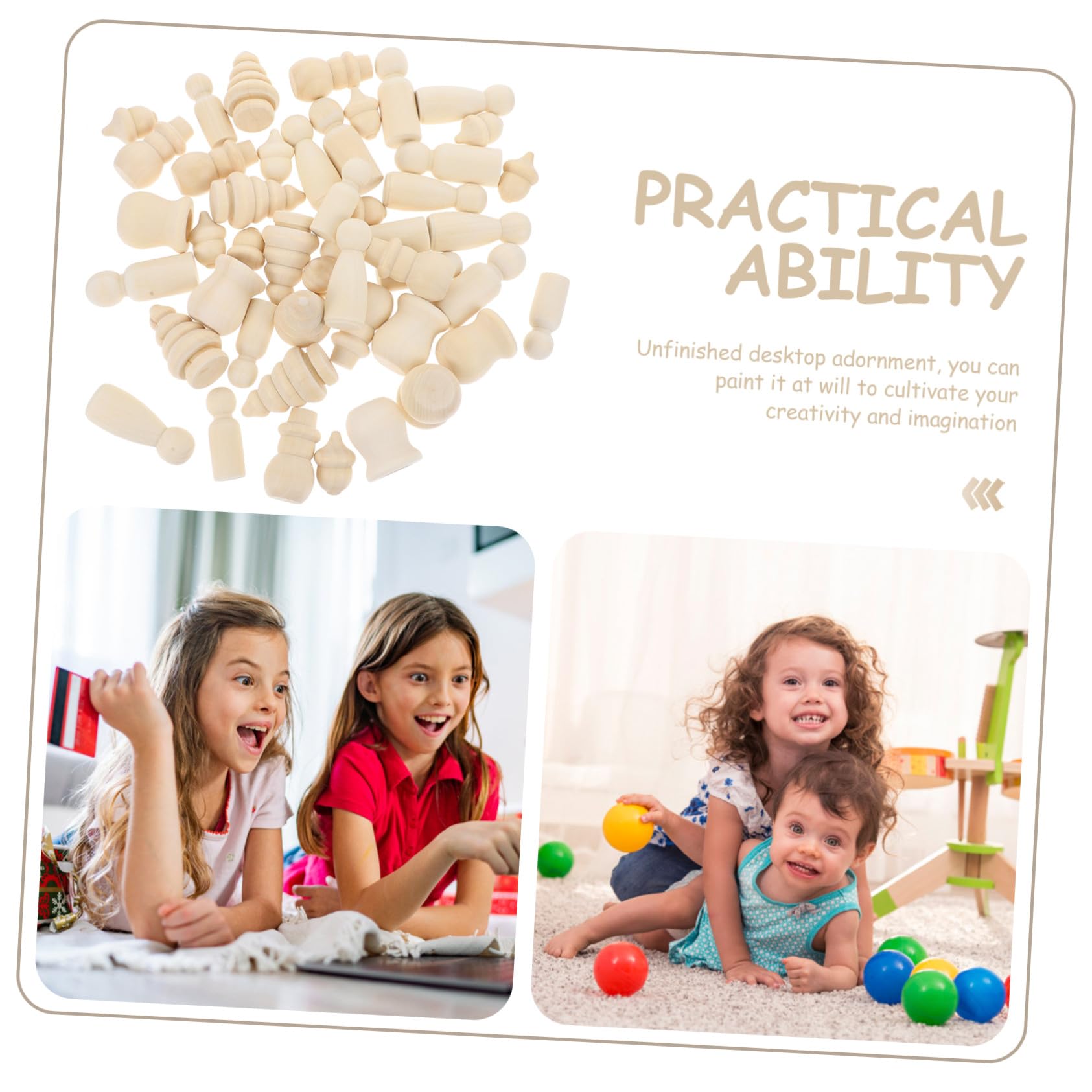 Mikikit 1 Set de Madera DIY Muñecos sin Pintar Adornos Creativos para Niños Decoración Navideña en Hogar y Oficina