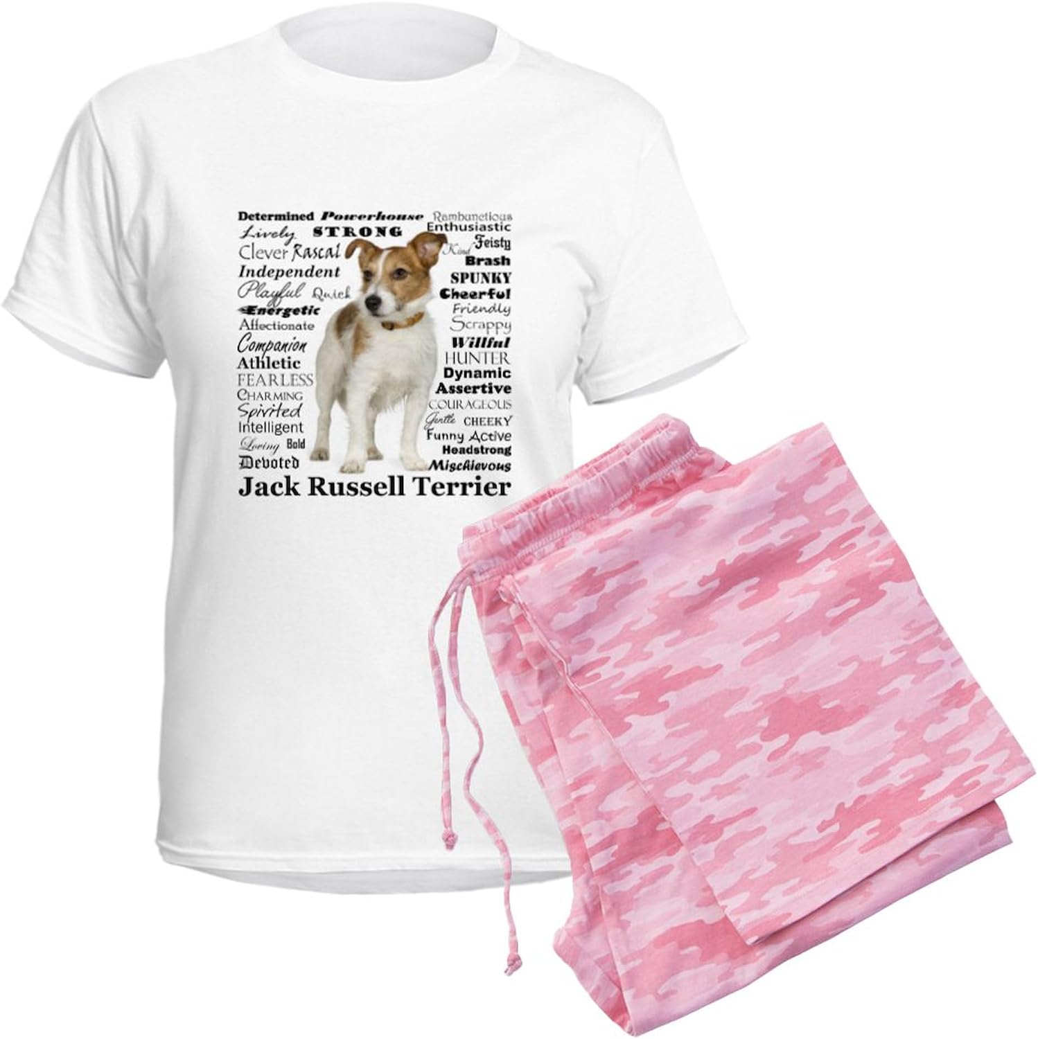 CafePress Jack Russell Traits Pajamas Women's Novelty Cotton Pajama Set, Comfortable PJ Sleepwear