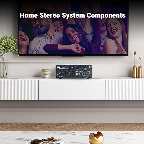 Miniatura 7 de Receptor estéreo Bluetooth y amplificador de audio para el hogar, 300 W x 2 canales de 2 canales para cine en casa y altavoces de estantería, con