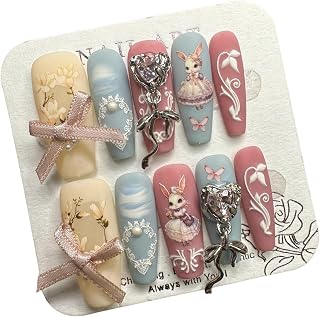 Press on nails,JC Handcrafted Press On Nails Kit, Short Length Nail Press Ons, Durable, Easy Application, Stylish Impress Press On Nails,Perfect for Daily Wear & Special Occasions (M19, M)