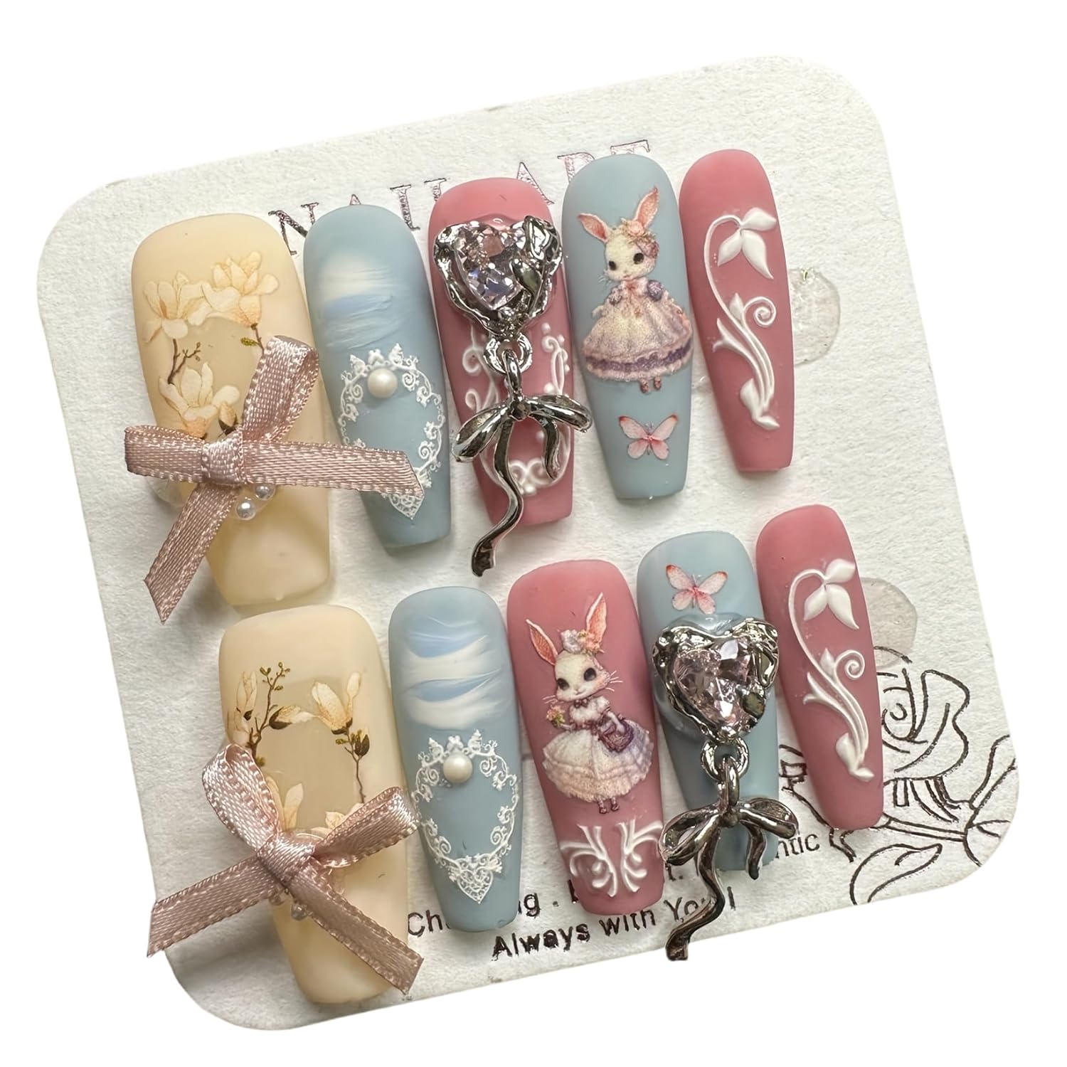 JC Handcrafted Press On Nails Kit, Short Length Nail Press Ons, Durable, Easy Application, Stylish Impress Press On Nails, Perfect for Daily Wear & Special Occasions (M19, M)