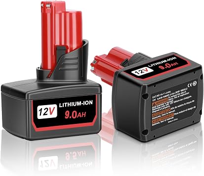 JYJZPB 9.0Ah Replacement for Milwaukee M12 Battery Cordless Power Tools | Compatible for Milwaukee 12V M12 Battery 48-11-2401 48-11-2411 48-11-2420 48-11-2412 48-11-2402 12 Volt M12 Battery 2 Pack