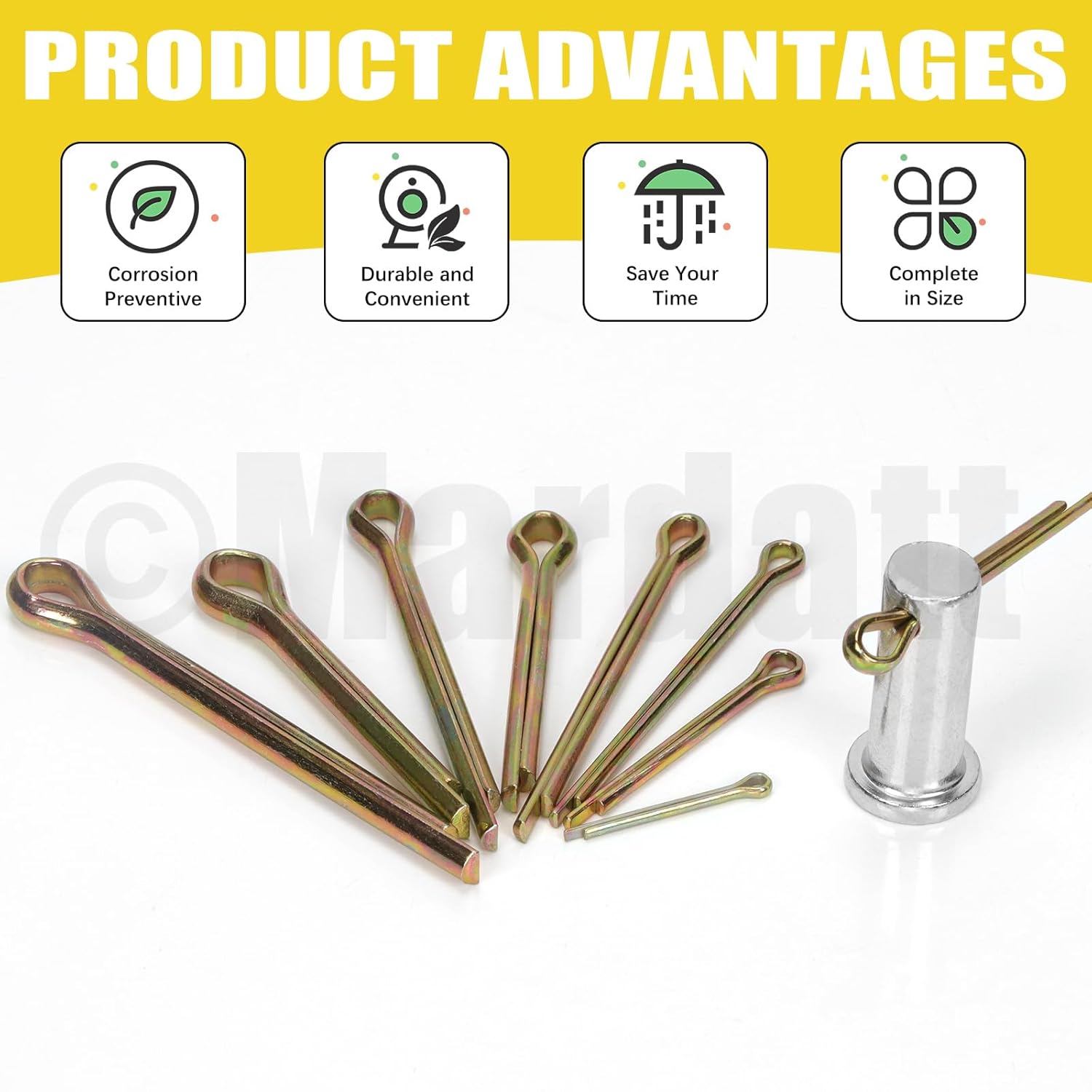136Pcs 9 Sizes Cotter Pins Assortment Kit, Zinc Plated Steel Cotter Pin Split Pin Fastener Clips Hardware Pins for Lawn Mowers, Trucks, Tractors, Power Equipment