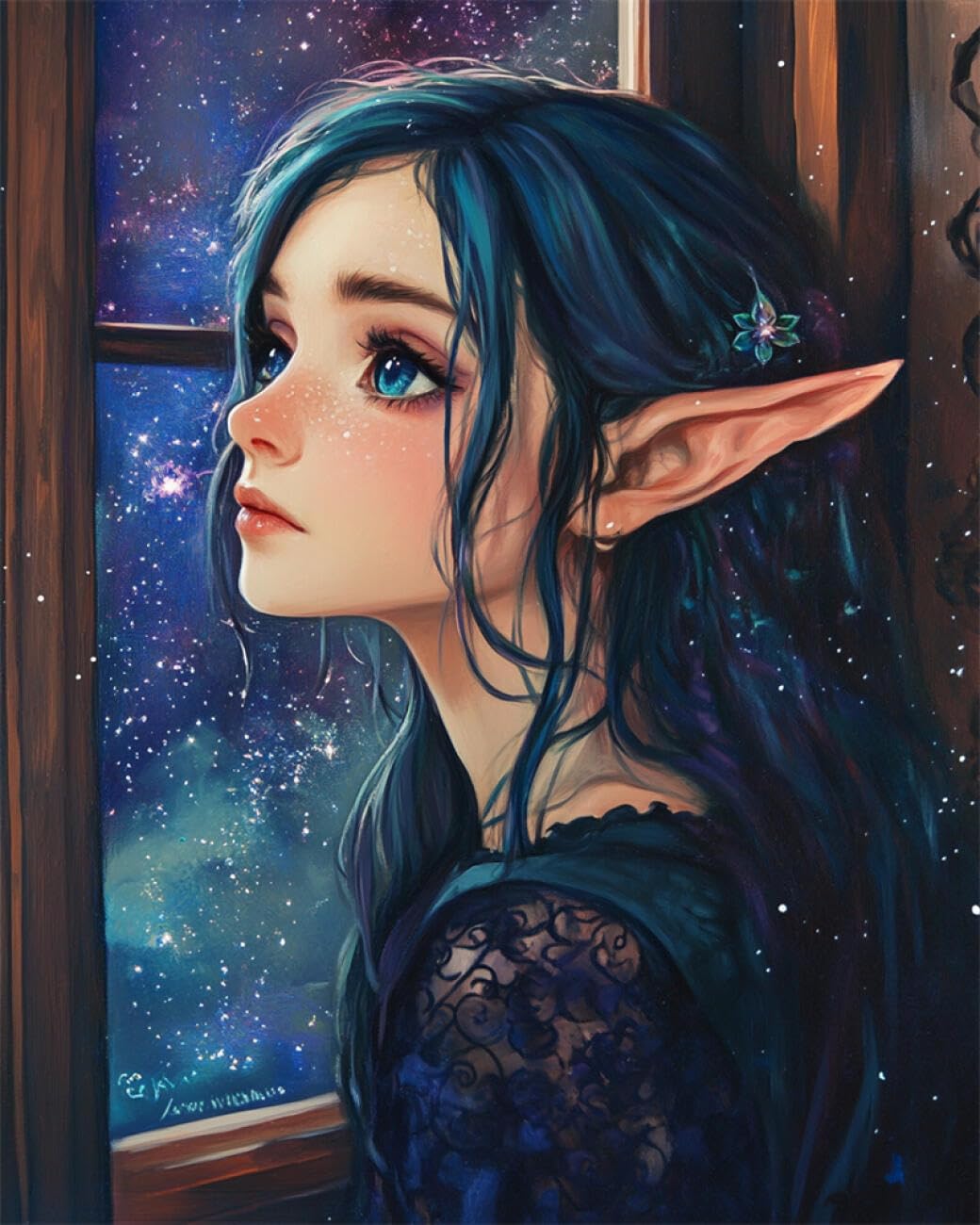 Ambattery Girls Color Diy Beaded Cross Stitch Kit Cartoon Elf Beadwork Craft Kit For Beginners,Needlework Set,Preprint Pattern Decor Wall Art 60X80cm