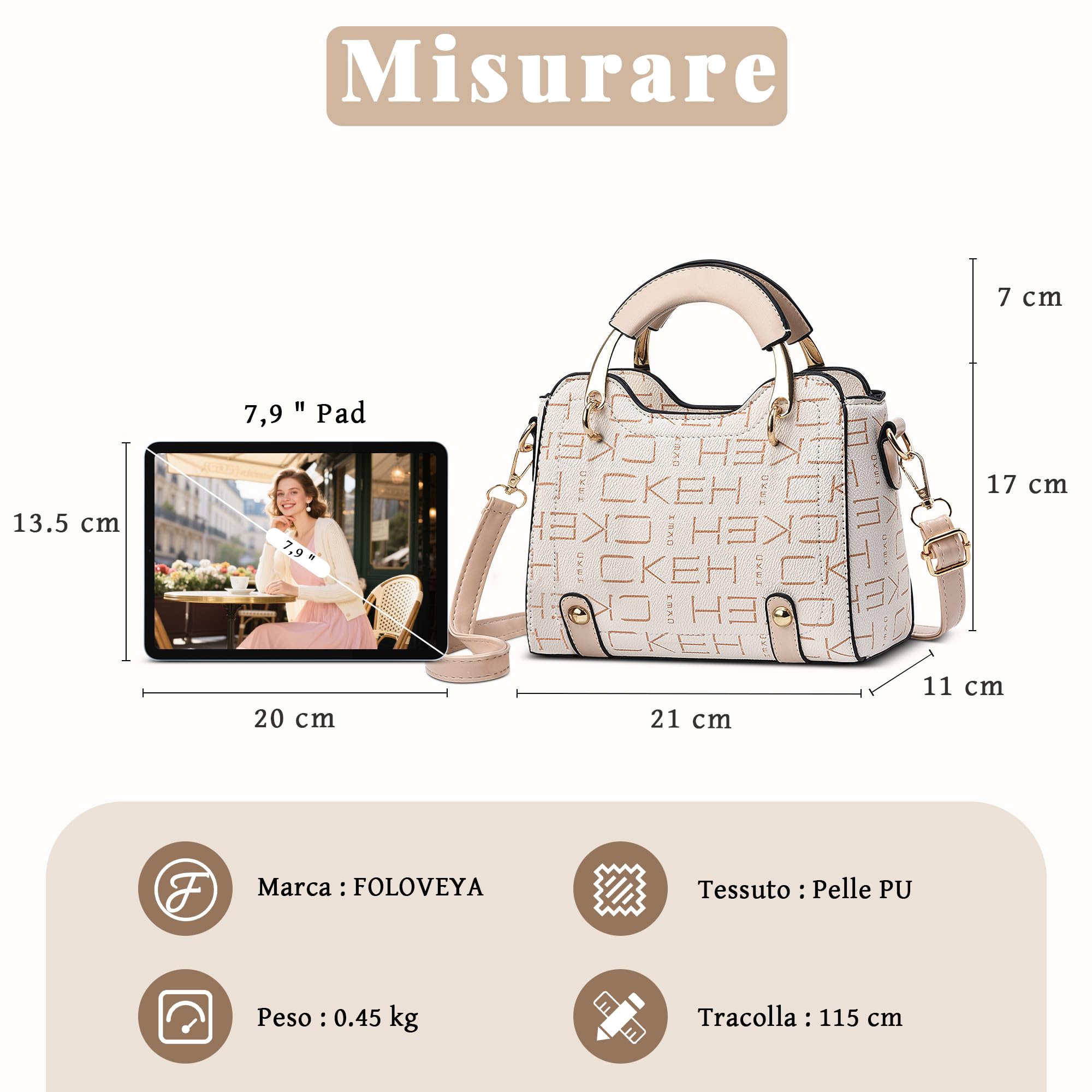 Borsa Donna Piccola Elegante Borsetta Tracolla in Pelle PU