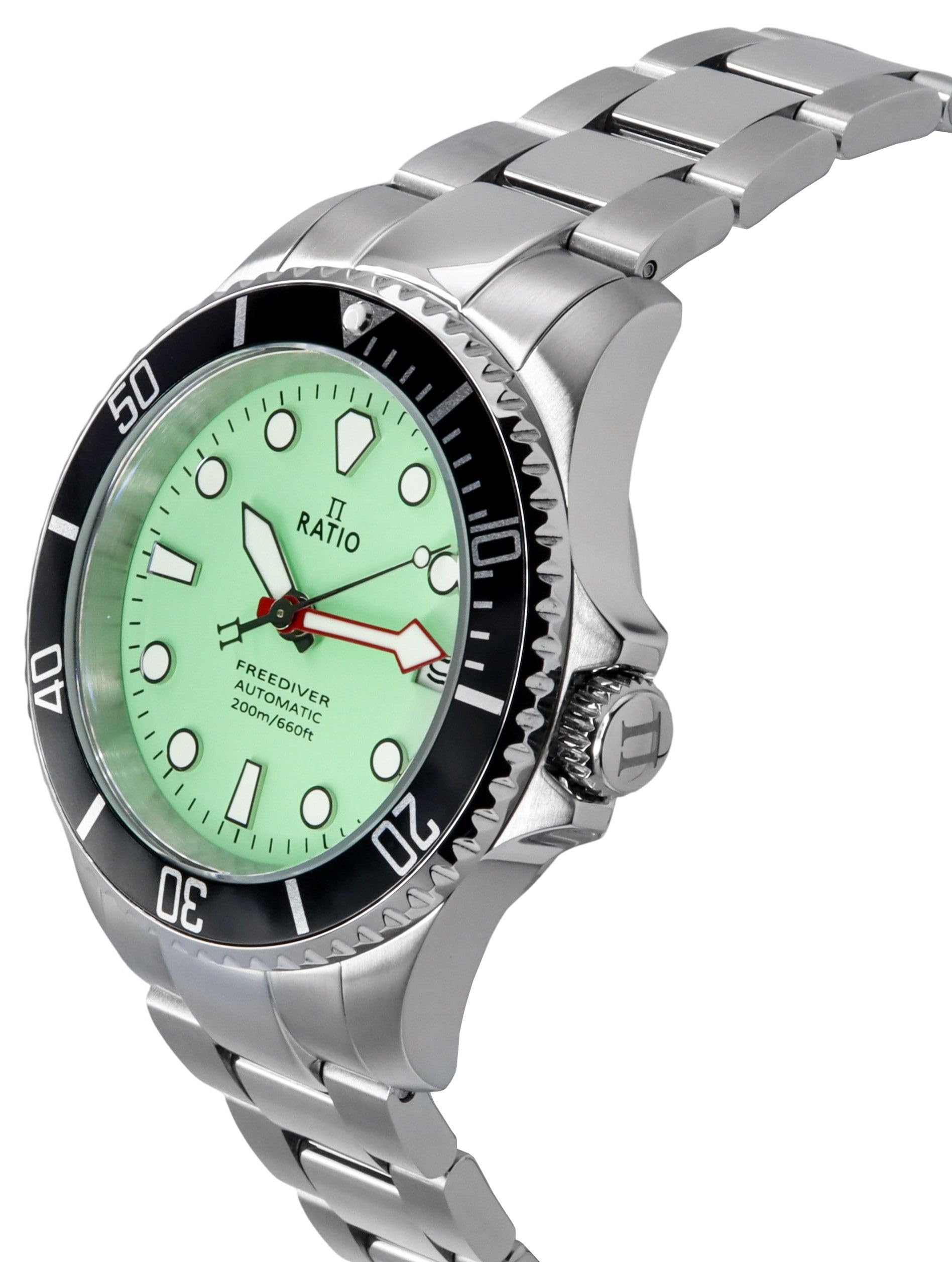 RATIO FreeDiver, orologio subacqueo con vetro zaffiro giapponese, automatico, resistente all'acqua fino a 200 m, orologio subacqueo da uomo