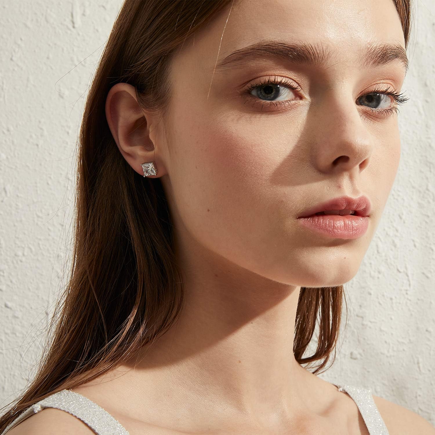 Stud Earrings with Screw Back, 925 Sterling Silver Cubic Zirconia Round Cut/Square Cut Stud Earrings for Women and Men, Long & Thick Post, 4MM-8MM - Image 7