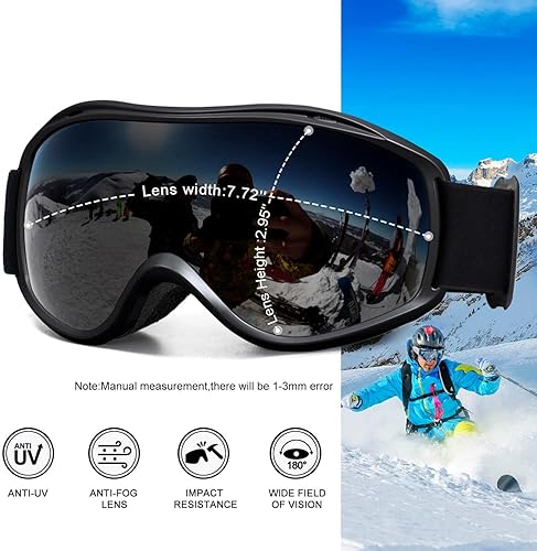 Miniatura 9 de AVV Gafas de esquí con protección UV, antivaho, para snowboard, nieve, OTG para hombres, mujeres, adultos y jóvenes