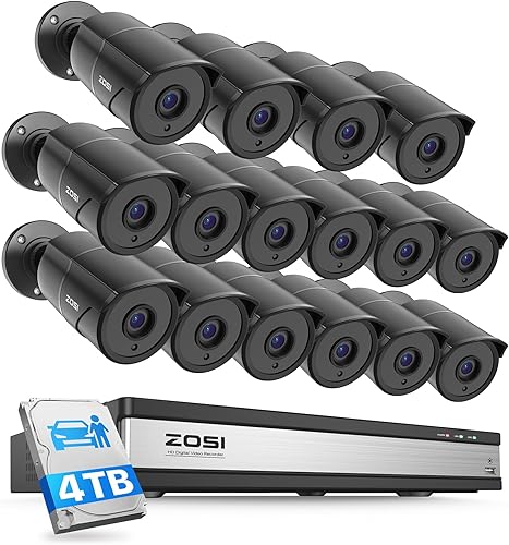 Miniatura 11 de ZOSI Paquete de 2 cámaras de seguridad HD 1080P con audio, cámara de vigilancia doméstica de 2 MP para interiores y exteriores, visión nocturna IR