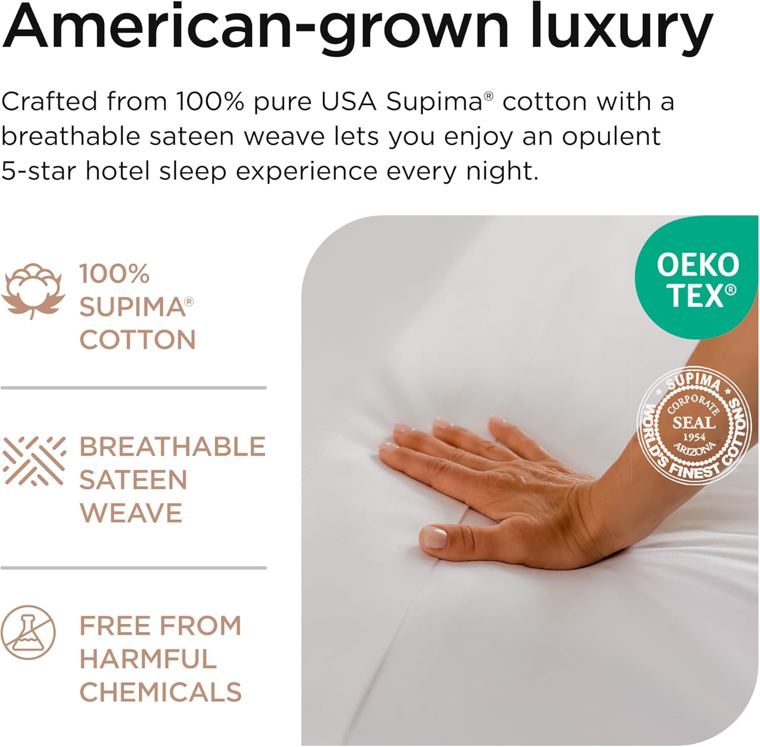 Threadmill American Supima King Size Sheets Set | 656 Thread Count 4 Piece Luxury Bed Sheets for King Size Mattress | 5 Star Hotel Quality Sheets with Elasticized Extra Deep Pocket | White Sheets