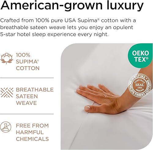 Miniatura 3 de Threadmill Supima - Juego de sábanas de 656 hilos para colchón individual, juego de sábanas de satén sólido con bolsillo profundo de 16 pulgadas,