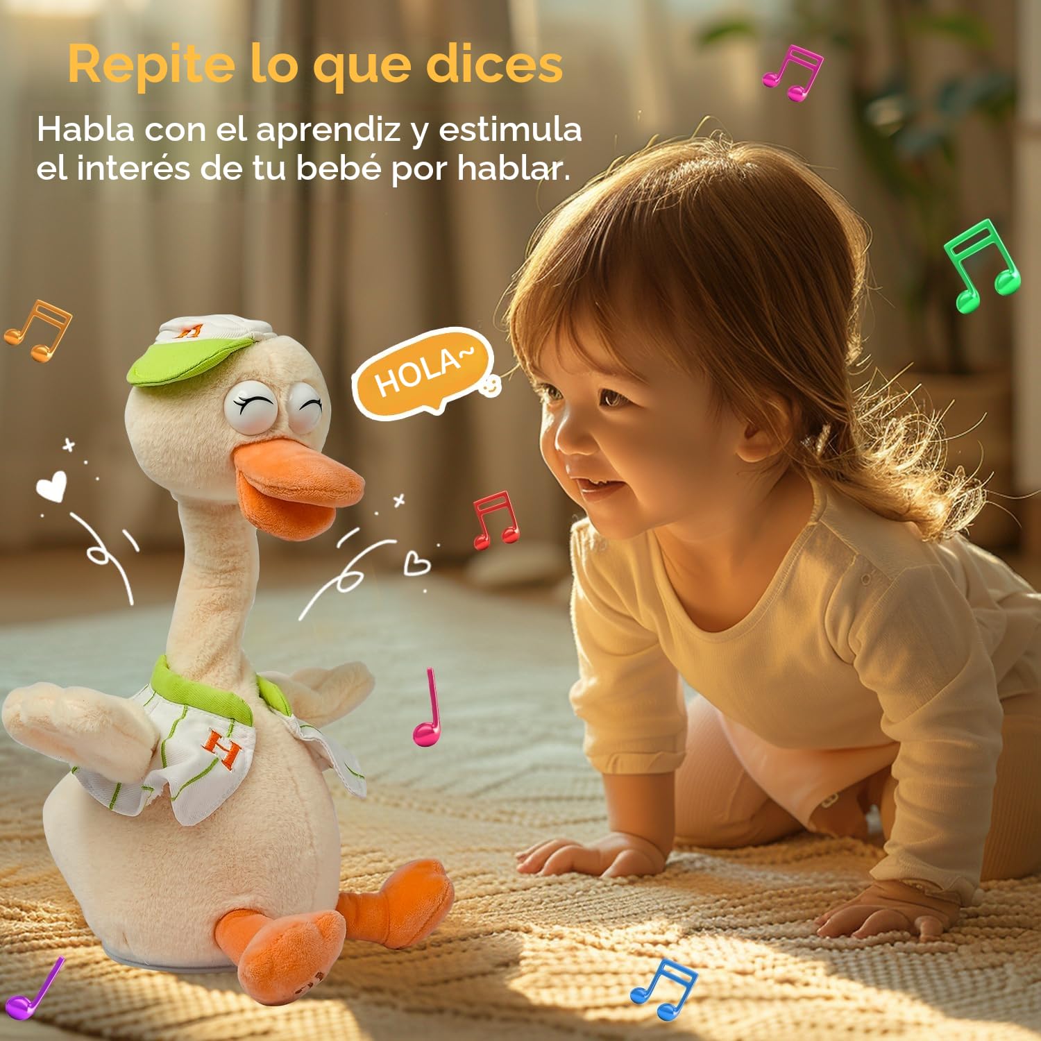 Juguete de pato parlante que imita imágenes de peluche e interactivo, que repite lo que dices, peluches sacudiendo el cuello, muñeca parlante