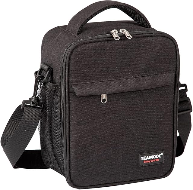 TEAMOOK Lunch Bag for Adults Men Woman with Shoulder Strap Insulated Bag Soft Cooler Box Cool Bag 5L Black