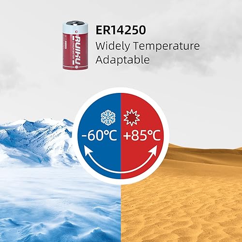 Miniatura 8 de Paquete de 8 baterías de litio ER14250 LS14250 de 3.6 V, 12AA tamaño 1200 mAh batería de cloruro de tionilo de litio (Li-SOCl2) certificado